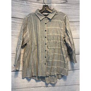 Keren Hart Grey Striped Button Down Back Shirt
